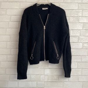 & Other Stories Dark Gray Zipper Wool Sweater